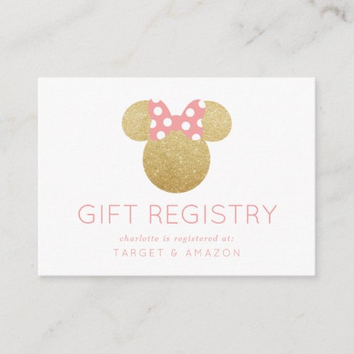 Minnie Mouse  Bachelorette Gift Registry Enclosure Card