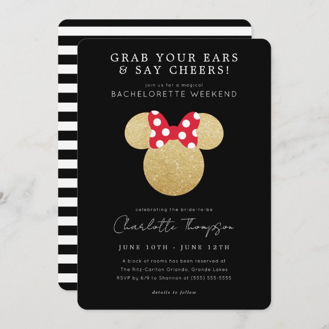 Minnie Mouse Bachelorette Party Weekend Invitation (Front/Back)