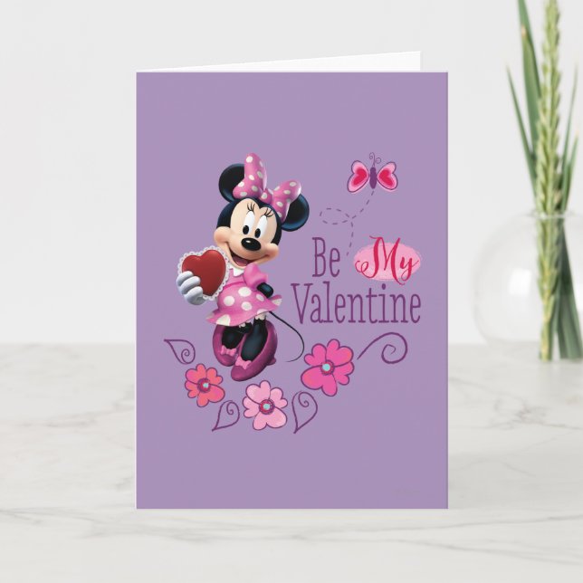 Minnie Mouse Be My Valentine Holiday Card (Front)