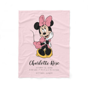 Minnie Mouse | Birth Stats Fleece Blanket