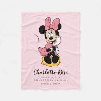 Minnie Mouse | Birth Stats Fleece Blanket