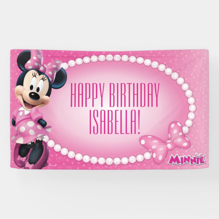 Personalized Disney Minnie Mouse Digital Birthday Party Sign Banner Image for Flat Panel Big Screen TV FREE SHIPPING
