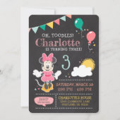 Minnie Mouse Birthday Chalkboard 3rd Birthday Invitation (Front)