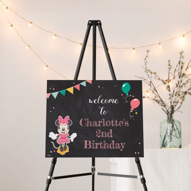 Minnie Mouse Birthday Chalkboard Birthday Welcome Foam Board (In Situ (Stand))