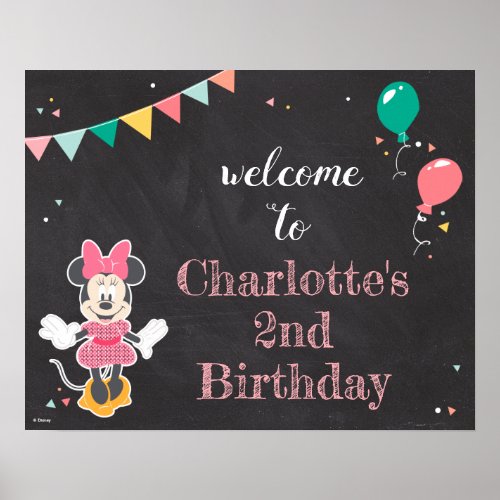 Minnie Mouse Birthday Chalkboard Birthday Welcome Poster