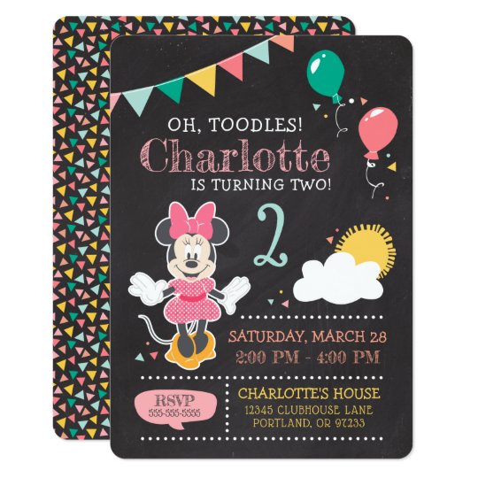 Minnie Mouse Birthday Chalkboard Invitation Minnie Mouse Birthday Chalkboard Invitation
