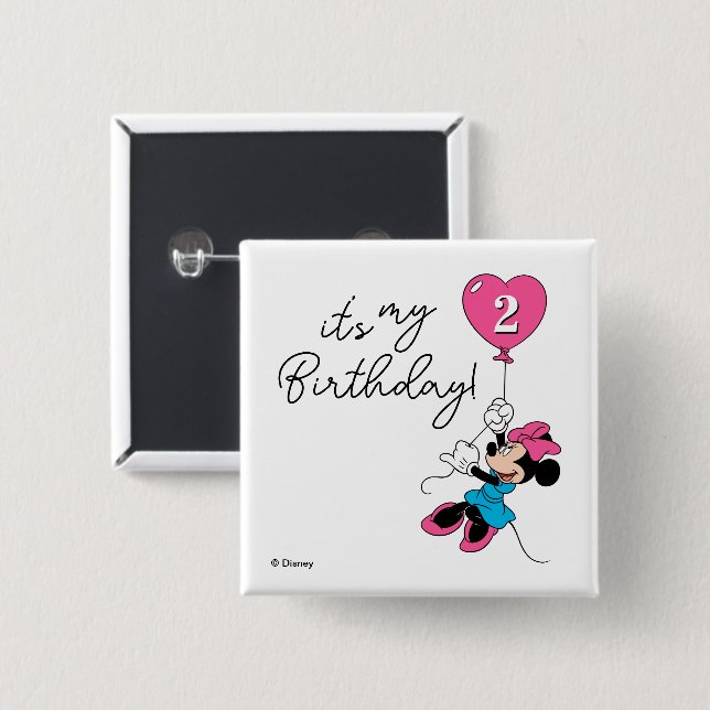 Minnie Mouse Birthday Girl  Button (Front & Back)