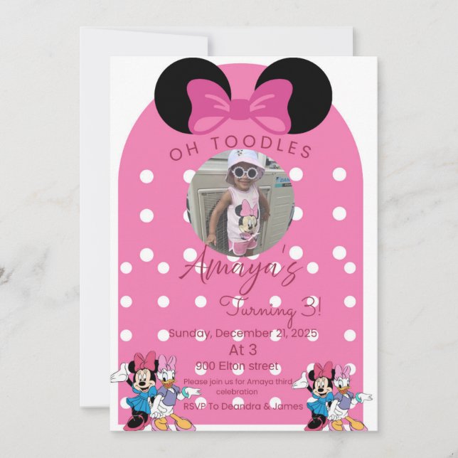 Minnie Mouse birthday invitations theme (Front)