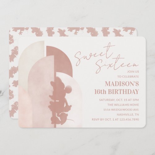  Minnie Mouse Blush Sweet Sixteen Birthday  Invitation