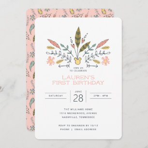 Minnie Mouse Boho Festival Birthday Invitation