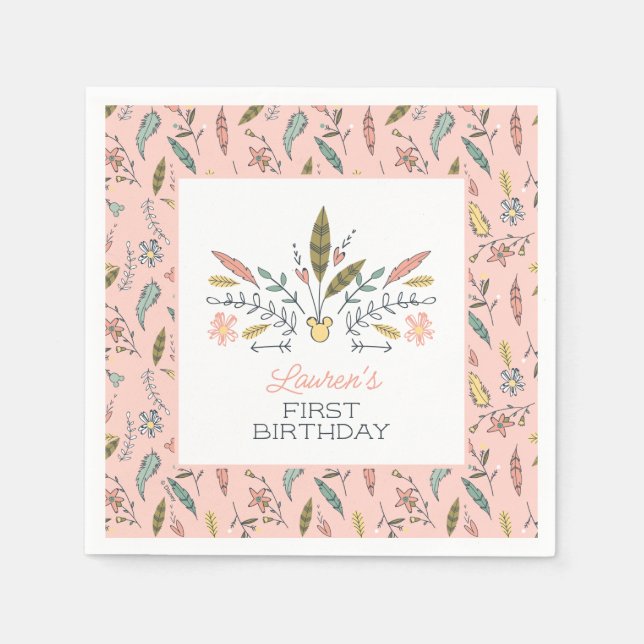 Minnie Mouse Boho Festival Birthday Napkins (Front)