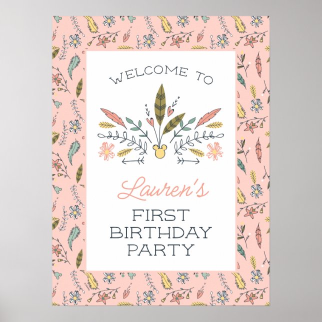 Minnie Mouse Boho Festival Birthday Poster (Front)