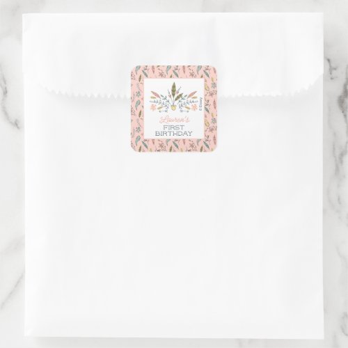 Minnie Mouse Boho Festival Birthday Square Sticker