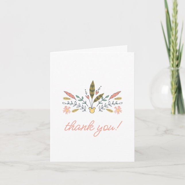 Minnie Mouse Boho Festival Birthday Thank You Card (Front)