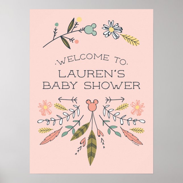 Minnie Mouse Boho Festival Girl Baby Shower Poster (Front)