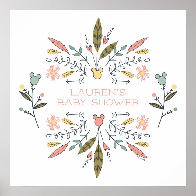 Minnie Mouse Boho Festival Girl Baby Shower Poster (Front)