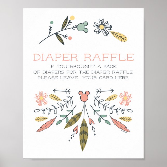 Minnie Mouse Boho Festival Girl Baby Shower Poster (Front)