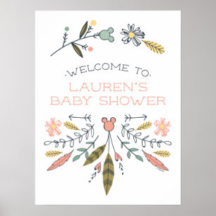 Minnie Mouse Boho Festival Girl Baby Shower Poster