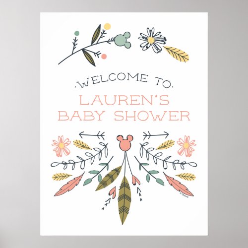 Minnie Mouse Boho Festival Girl Baby Shower Poster