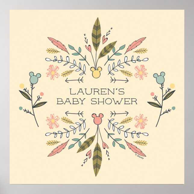 Minnie Mouse Boho Festival Girl Baby Shower Poster (Front)