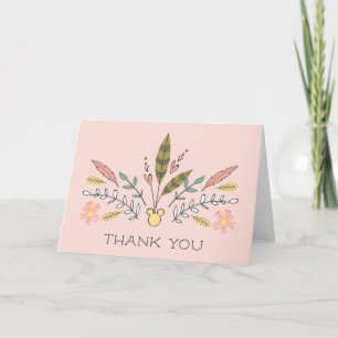 Minnie Mouse Boho Festival Shower Letterpress Thank You Card