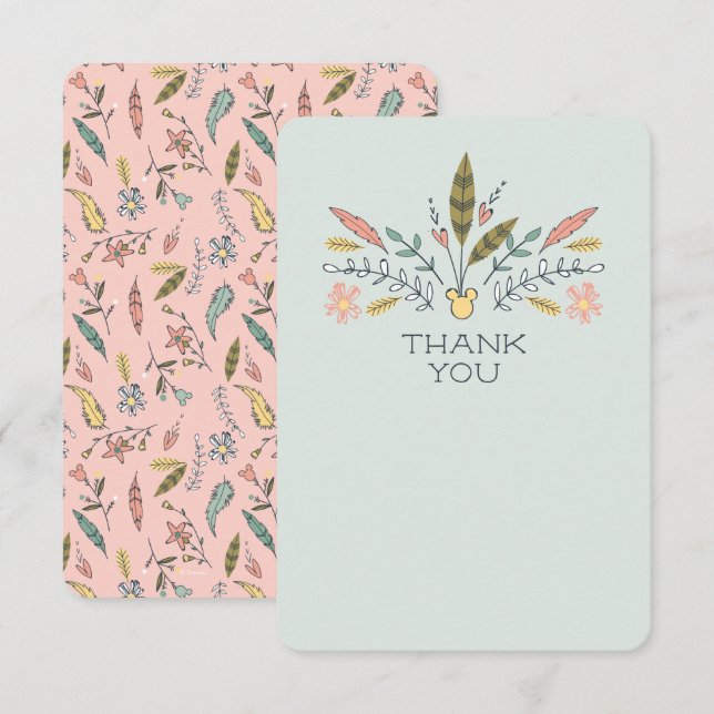Minnie Mouse Boho Festival Shower Thank You Card (Front/Back)