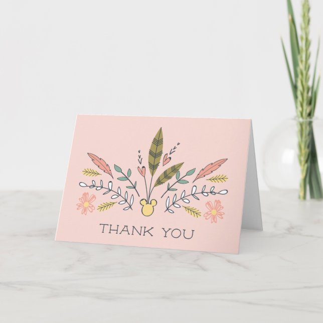 Minnie Mouse Boho Festival Shower Thank You Card (Front)