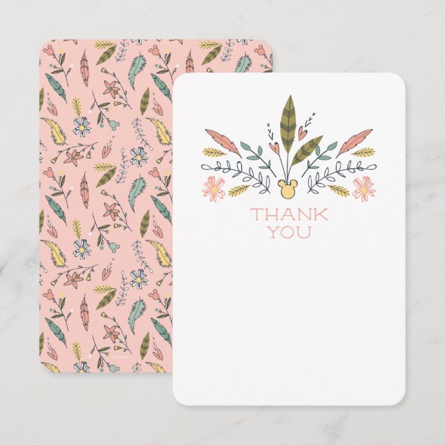 Minnie Mouse Boho Festival Shower Thank You Card (Front/Back)