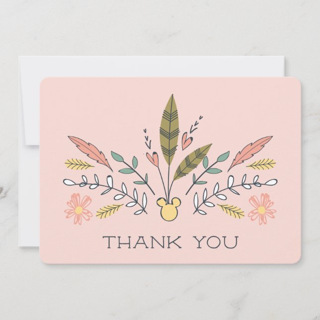 Minnie Mouse Boho Festival Shower Thank You Card (Front)