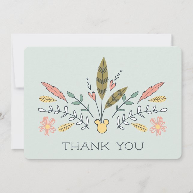 Minnie Mouse Boho Festival Shower Thank You Card (Front)