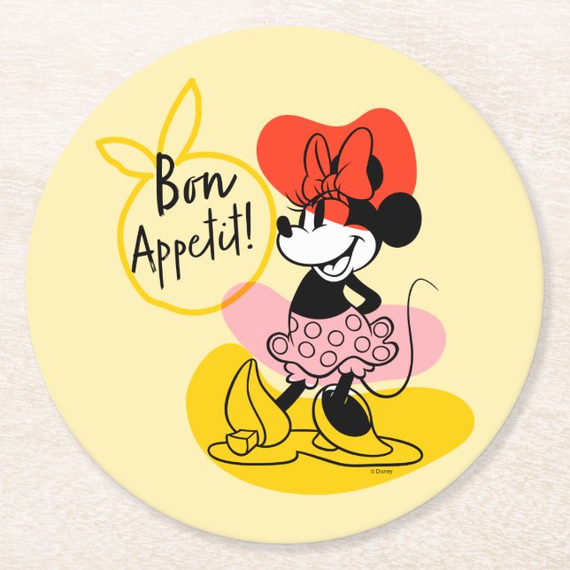 Minnie Mouse | Bon Appetit! Round Paper Coaster (Front)