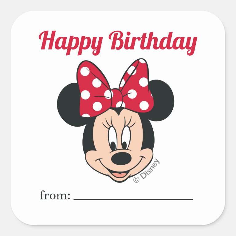 Minnie Mouse - Bow | A Gift From - Birthday                    Square Sticker