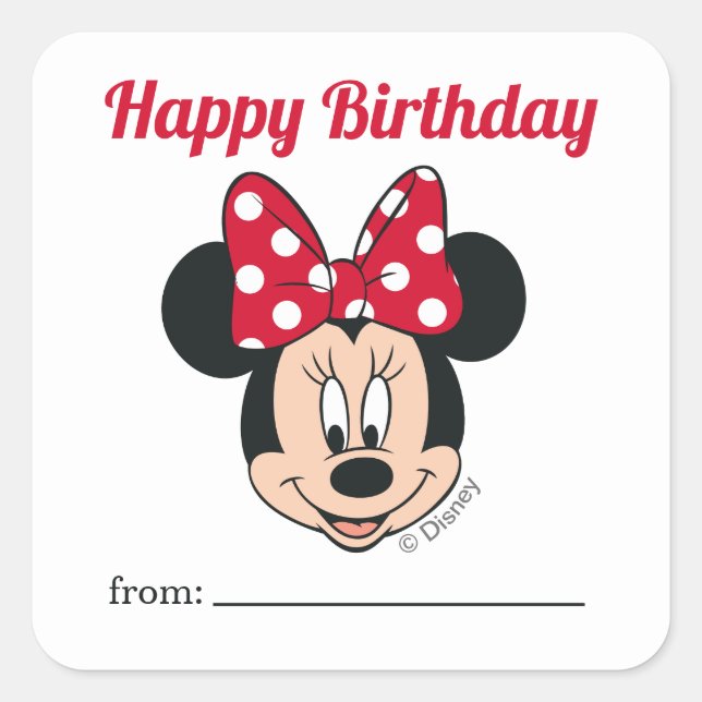 Minnie Mouse - Bow | A Gift From - Birthday Square Sticker (Front)
