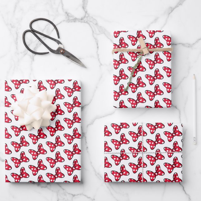 Minnie Mouse Bow Birthday Pattern  Wrapping Paper Sheets (Front)