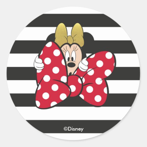 Minnie Mouse  Bow Tie Classic Round Sticker