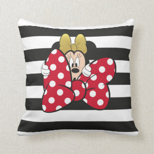 Pink/Metallic Gold Crown Crafts Inc 4692711 Disney Minnie Mouse Decorative Shaped Pillow with Dimensional Ears & Bow 