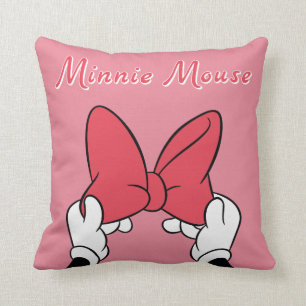 Minnie Mouse Bow with Rainbow Throw Pillow