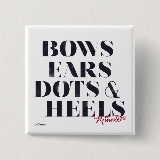 Minnie Mouse | Bows Ears Dots & Heels Button (Front)