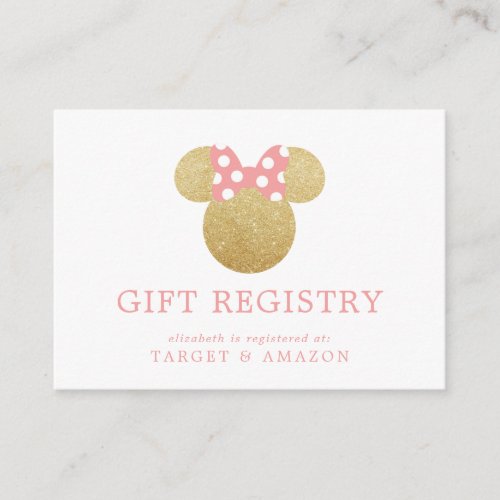 Minnie Mouse  Bridal Shower Gift Registry Enclosure Card