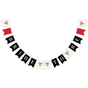 Minnie Mouse Bride to Be - Gold and Red Bunting Flags