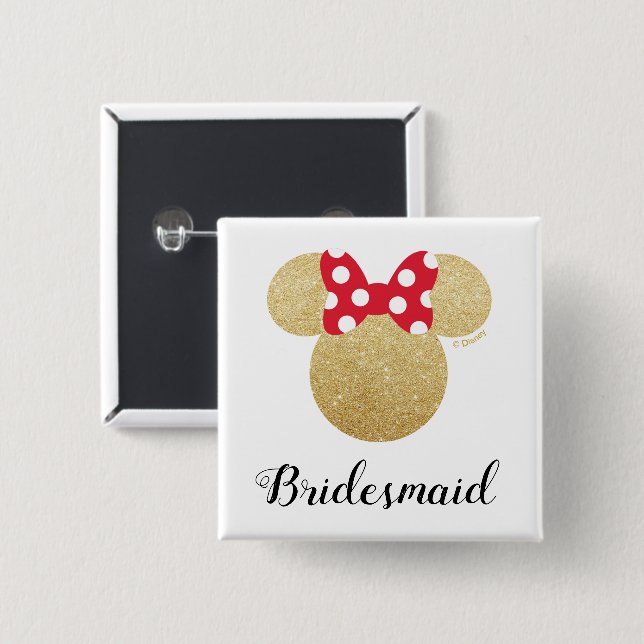 Minnie Mouse Bridesmaid | Bridal Shower Button (Front & Back)