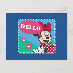 Minnie Mouse by Flowers - Hello Postcard