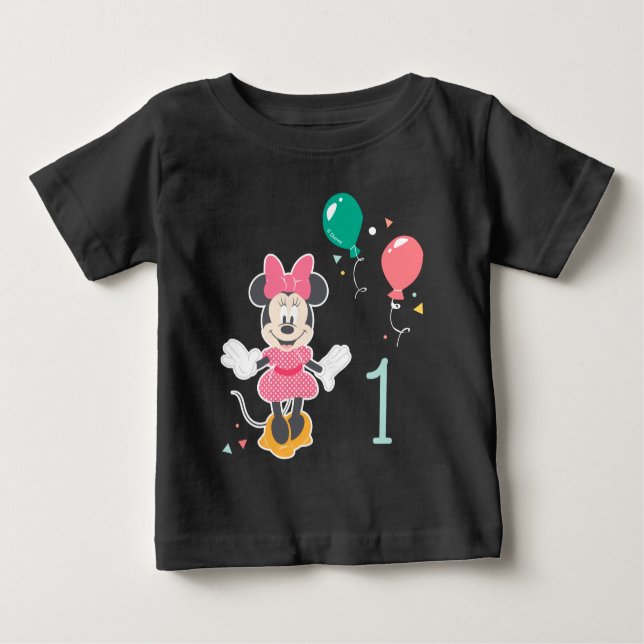 Minnie Mouse Chalkboard 1st Birthday Baby Baby T-Shirt (Front)
