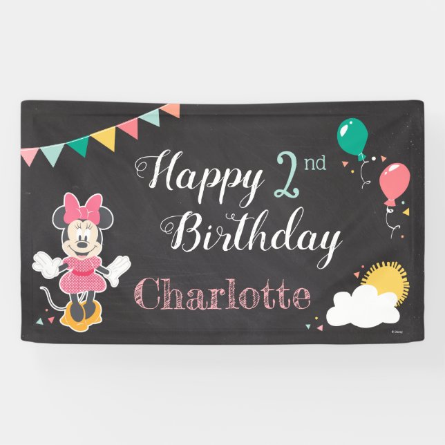 Minnie Mouse Chalkboard Birthday Banner (Horizontal)