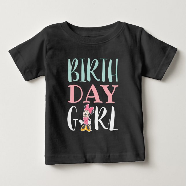 Minnie Mouse Chalkboard Birthday Girl Baby T-Shirt (Front)