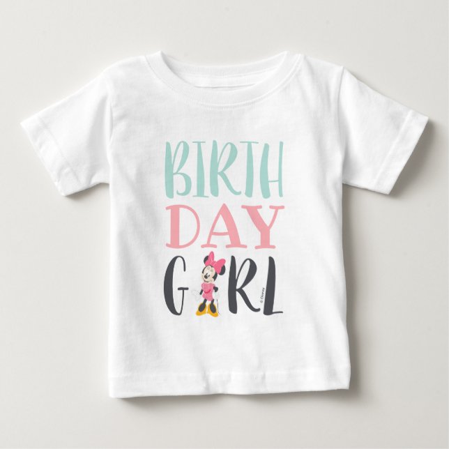 Minnie Mouse Chalkboard Birthday Girl Baby T-Shirt (Front)