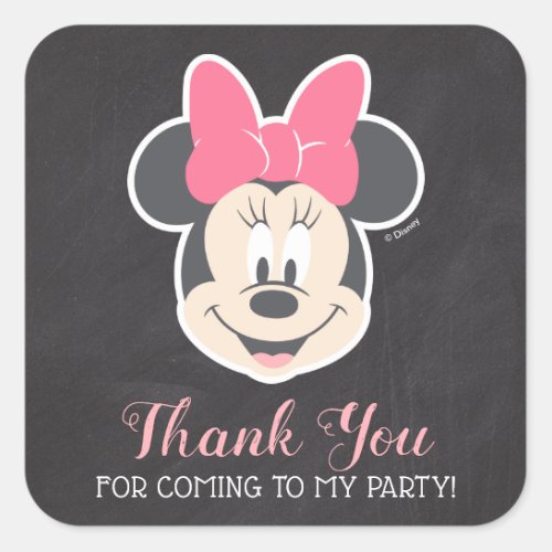 Minnie Mouse Chalkboard Birthday  Thank You Square Sticker