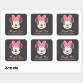 Minnie Mouse Chalkboard Birthday | Thank You Square Sticker (Sheet)