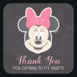 Minnie Mouse Chalkboard Birthday | Thank You Square Sticker<br><div class="desc">Thank all your family and friends for coming to your child's Minnie Mouse themed Birthday Party with these chalkboard thank you stickers.</div>
