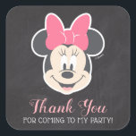 Minnie Mouse Chalkboard Birthday | Thank You Square Sticker<br><div class="desc">Thank all your family and friends for coming to your child's Minnie Mouse themed Birthday Party with these chalkboard thank you stickers.</div>
